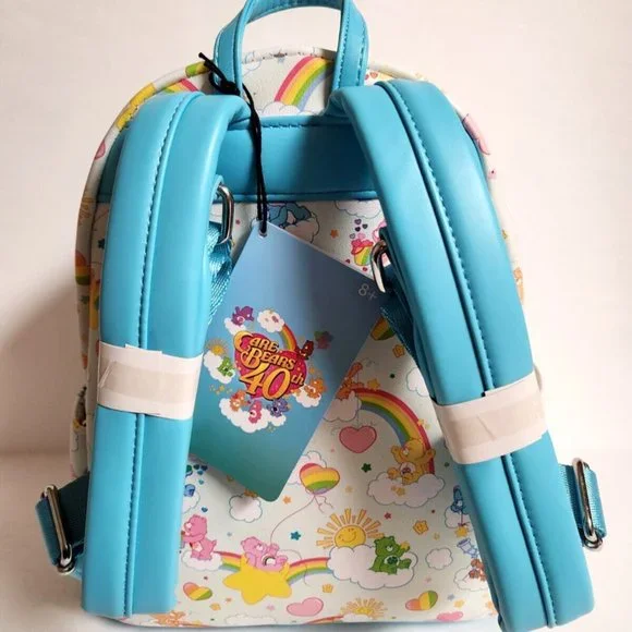 Loungefly Care Bears Mini Backpack 40th Anniversary All Over Pattern Bag - Picture 3 of 11
